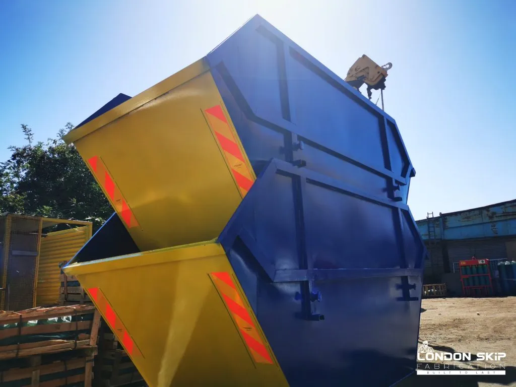 yellow and blue skips