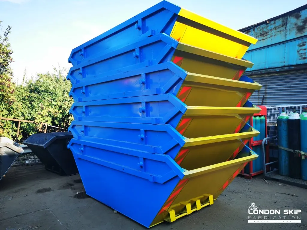 yellow and blue skips